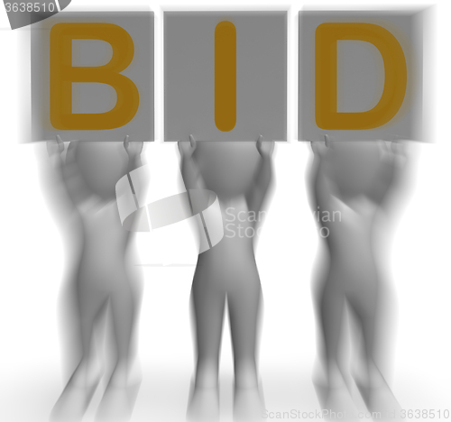 Image of Bid Placards Shows Auction Bidder And Auctioning