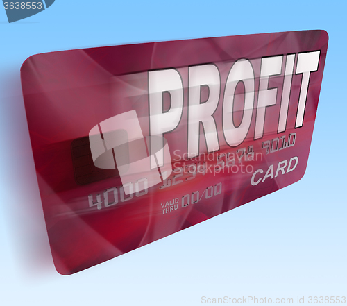 Image of Profit on Credit Debit Card Flying Shows Earn Money