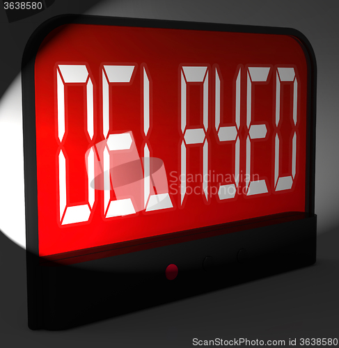 Image of Delayed Digital Clock Shows Postponed Or Running Late
