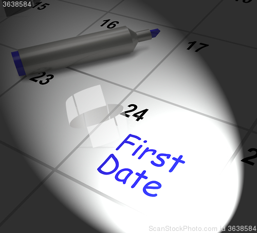 Image of First Date Calendar Displays Seeing Somebody And Romance