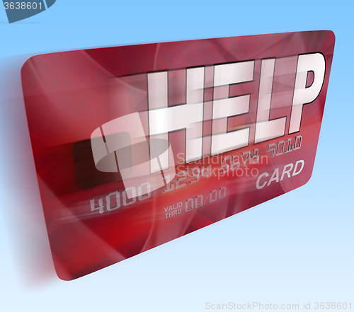 Image of Help Bank Card Flying Means Give Monetary Support And Assistance