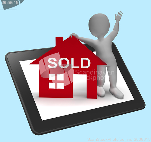 Image of Sold House Tablet Means Successful Offer On Real Estate