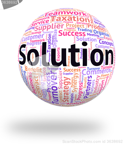 Image of Solution Word Indicates Text Succeed And Resolution