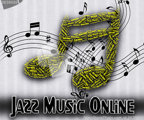 Image of Jazz Music Online Shows World Wide Web And Acoustic