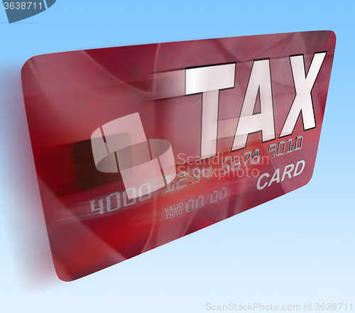 Image of Tax On Credit Debit Card Flying Shows Taxes Return IRS