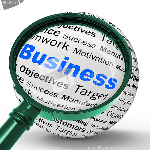 Image of Business Magnifier Definition Means Corporative Transactions And