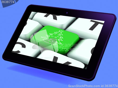 Image of  Xmas Tree Key Tablet Means Happy Christmas