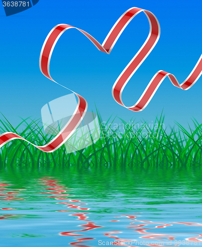 Image of Ribbon Heart Displays Heart Shaped Decoration Or Wedding Party