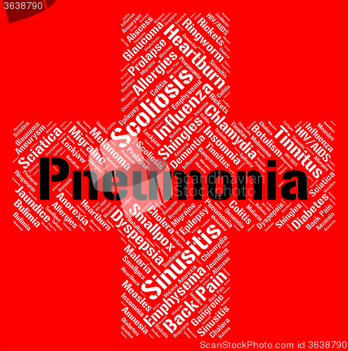 Image of Pneumonia Word Shows Poor Health And Ailment