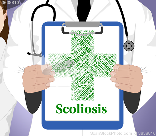 Image of Scoliosis Word Represents Spinal Axis And Affliction