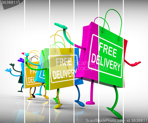 Image of Free Delivery Shopping Bags Show Promotion of no Charge for Ship