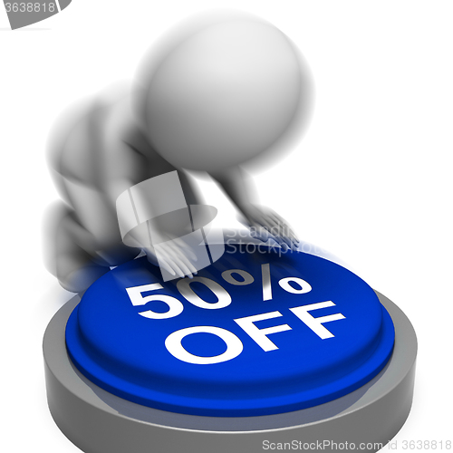 Image of Fifty Percent Off Pressed Means Half-Price Product Or Service