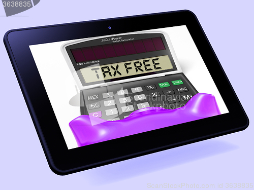 Image of Tax Free Calculator Tablet Shows Untaxed Duty Free Merchandise