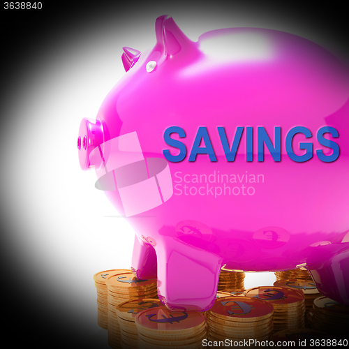 Image of Savings Piggy Bank Coins Means Spare Funds And Bank Account