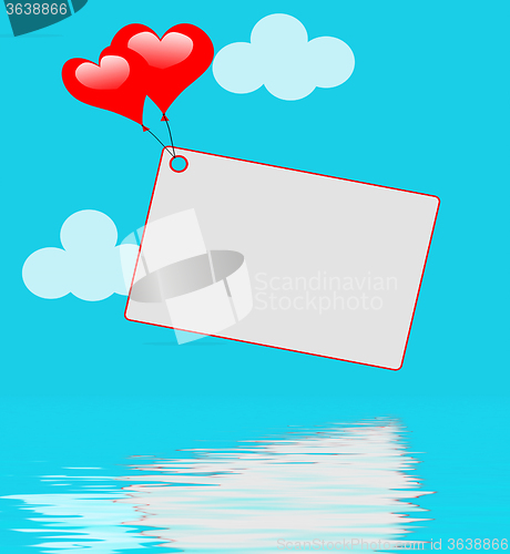 Image of Heart Balloons On Note Displays Sweet Invitation Or Affection No