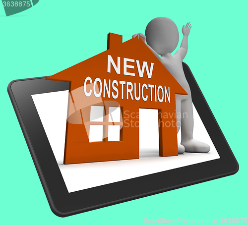 Image of New Construction House Tablet Shows Newly Built Property