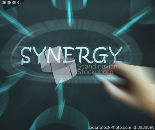 Image of Synergy Diagram Means Joint Effort And Cooperation