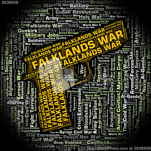 Image of Falklands War Shows Wordcloud Text And Fight