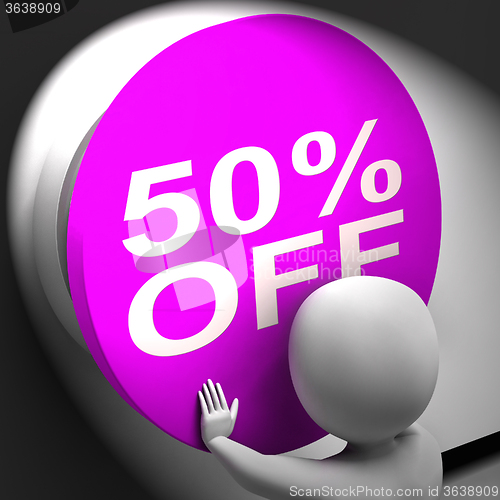 Image of Fifty Percent Off Pressed Shows Half Price Or 50