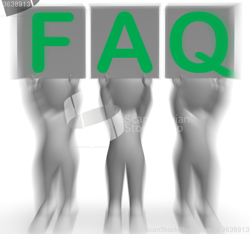 Image of FAQ Placards Shows Frequent Assistance And Support