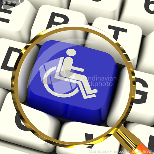 Image of Disabled Key Magnified Shows Wheelchair Access Or Handicapped