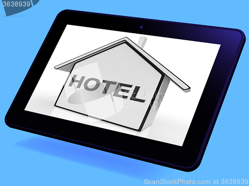 Image of Hotel House Tablet Shows Holiday Accommodation And Units