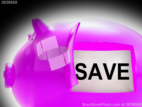 Image of Save Piggy Bank Message Shows Savings On Products