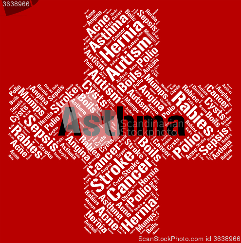 Image of Asthma Word Indicates Poor Health And Afflictions