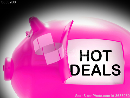 Image of Hot Deals Piggy Bank Message Shows Cheap And Quality Products