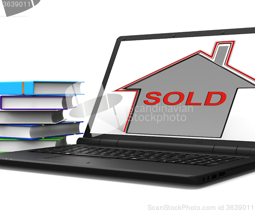 Image of Sold House Laptop Shows Sale And Purchase Of Property