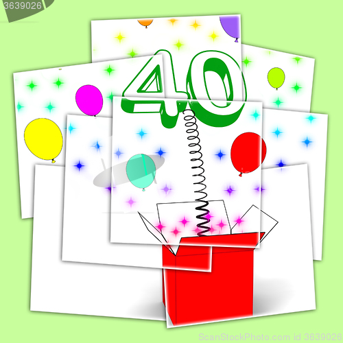 Image of Number Forty Surprise Box Displays Unexpected Celebration Or Par