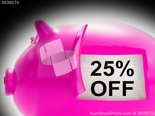 Image of Twenty-Five Percent Off Piggy Bank Message Shows Price Slashed 2