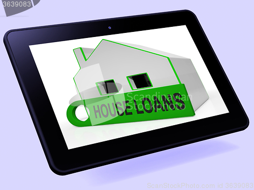 Image of House Loans Home Tablet Means Mortgage Interest And Repay