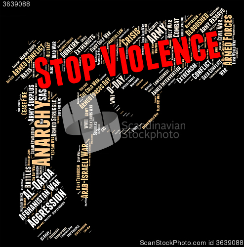 Image of Stop Violence Indicates Warning Sign And Caution