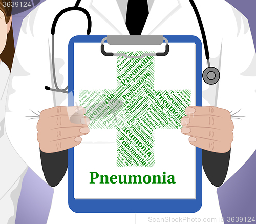 Image of Pneumonia Word Shows Poor Health And Ailment