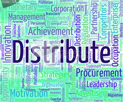 Image of Distribute Word Represents Supply Chain And Delivery
