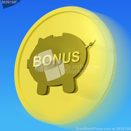 Image of Bonus  Gold Coin Means Monetary Reward Or Benefit