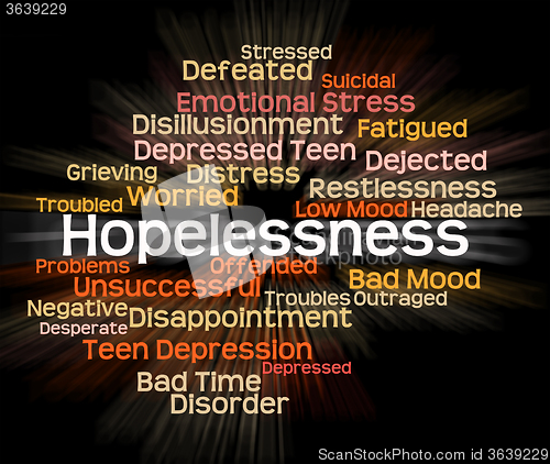 Image of Hopelessness Word Shows In Despair And Demoralized