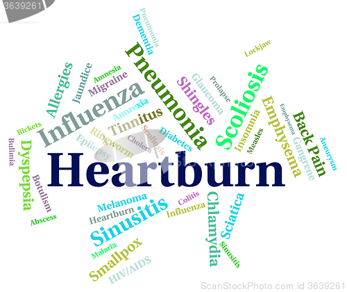 Image of Heartburn Word Indicates Poor Health And Affliction