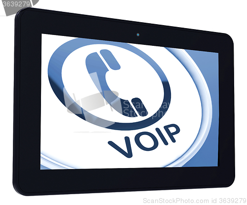 Image of Voip Tablet Means Voice Over Internet Protocol Or Broadband Tele