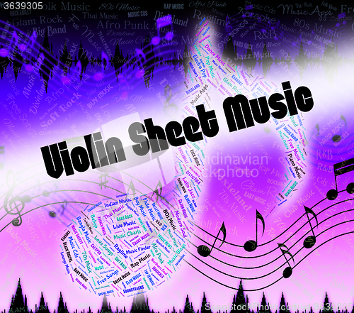 Image of Violin Sheet Music Indicates Musical Symbols And Fiddler