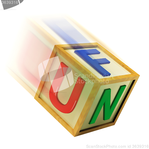 Image of Fun Wooden Block Shows Enjoyment Playing And Recreation