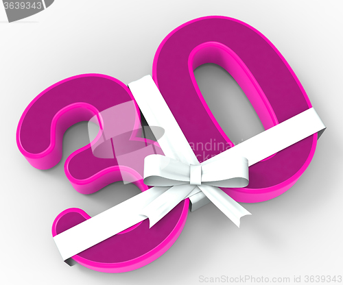 Image of Number Thirty With Ribbon Displays Surprise Birthday Party Or Ev