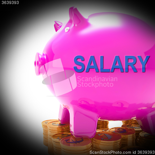 Image of Salary Piggy Bank Coins Means Payroll And Earnings