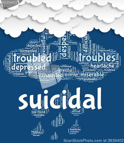 Image of Suicidal Word Shows Attempted Suicide And Fatal