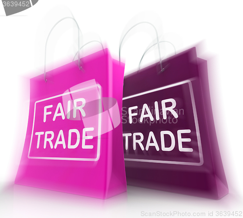 Image of Fair Trade Shopping Bag Represents Equal Deals and Exchange