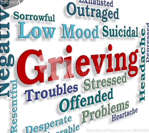 Image of Grieving Word Represents Broken Hearted And Angst