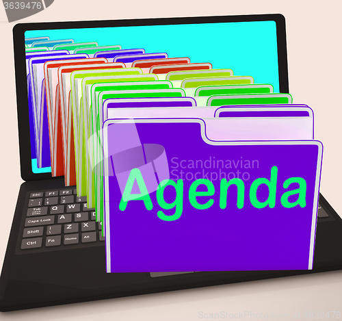 Image of Agenda Folders Laptop Show Schedule Lineup Or Timetable