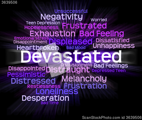 Image of Devastated Word Indicates Stunned Traumatize And Overcome