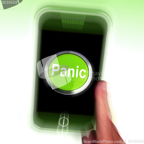 Image of Panic Mobile Means Anxiety Distress And Alarm